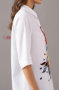 Majestic Peacock Embroidered Linen Shirt