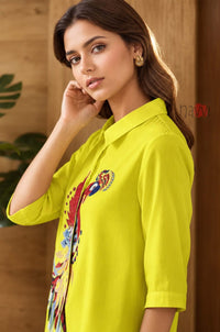 Majestic Peacock Embroidered Linen Shirt