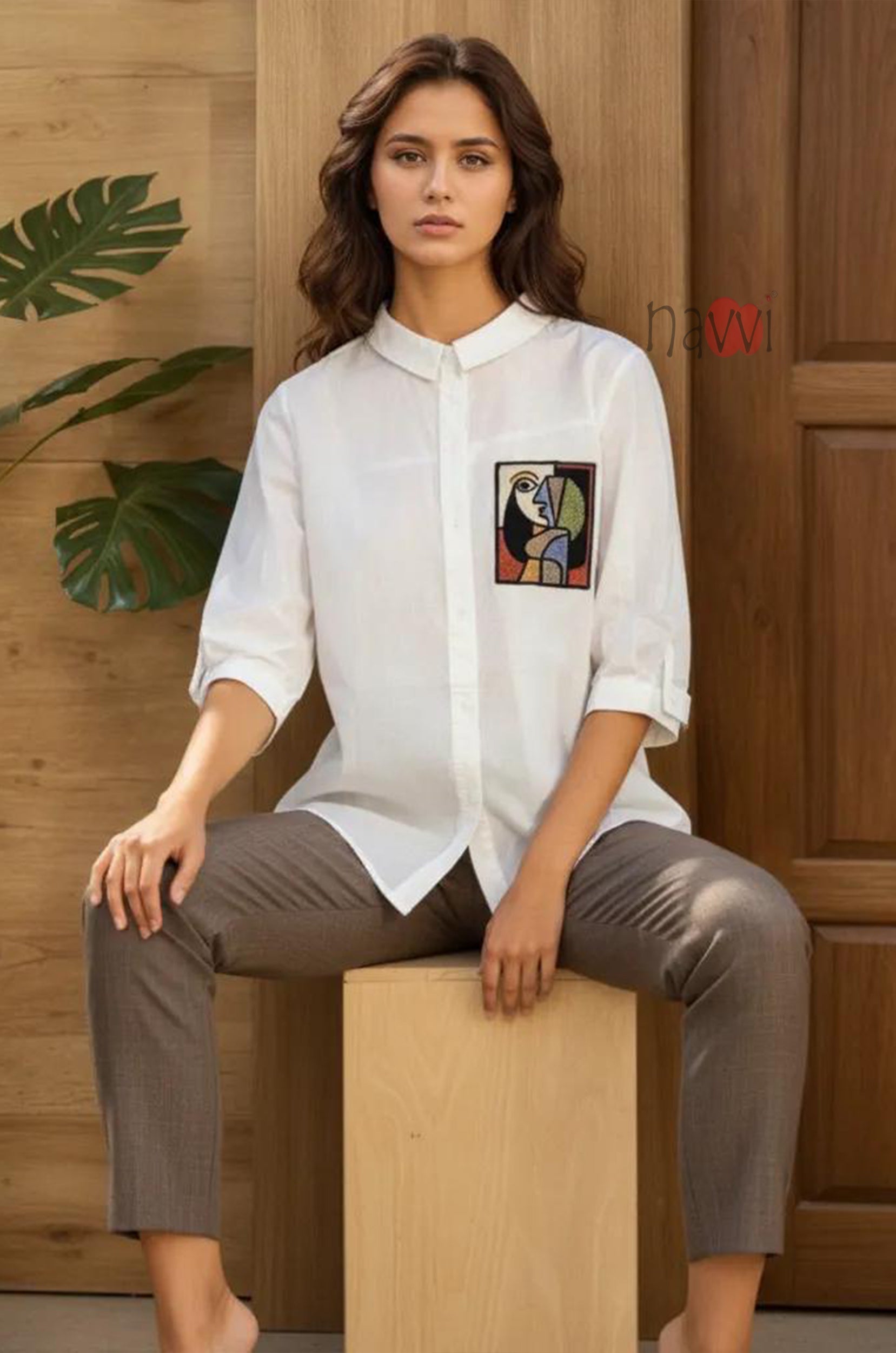 Abstract Muse Embroidered Linen Shirt
