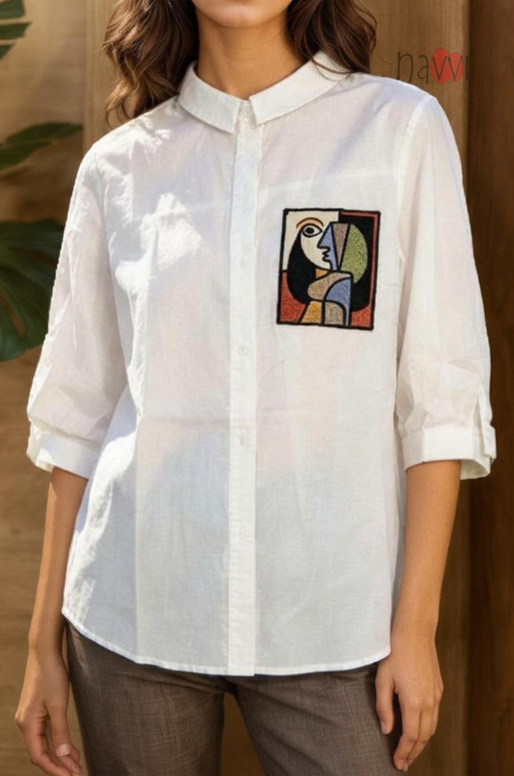 Abstract Muse Embroidered Linen Shirt