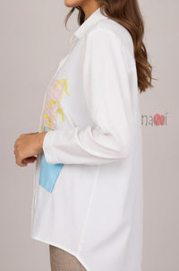 Pastel Embroidered Linen Shirt