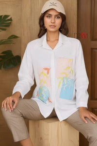 Pastel Embroidered Linen Shirt