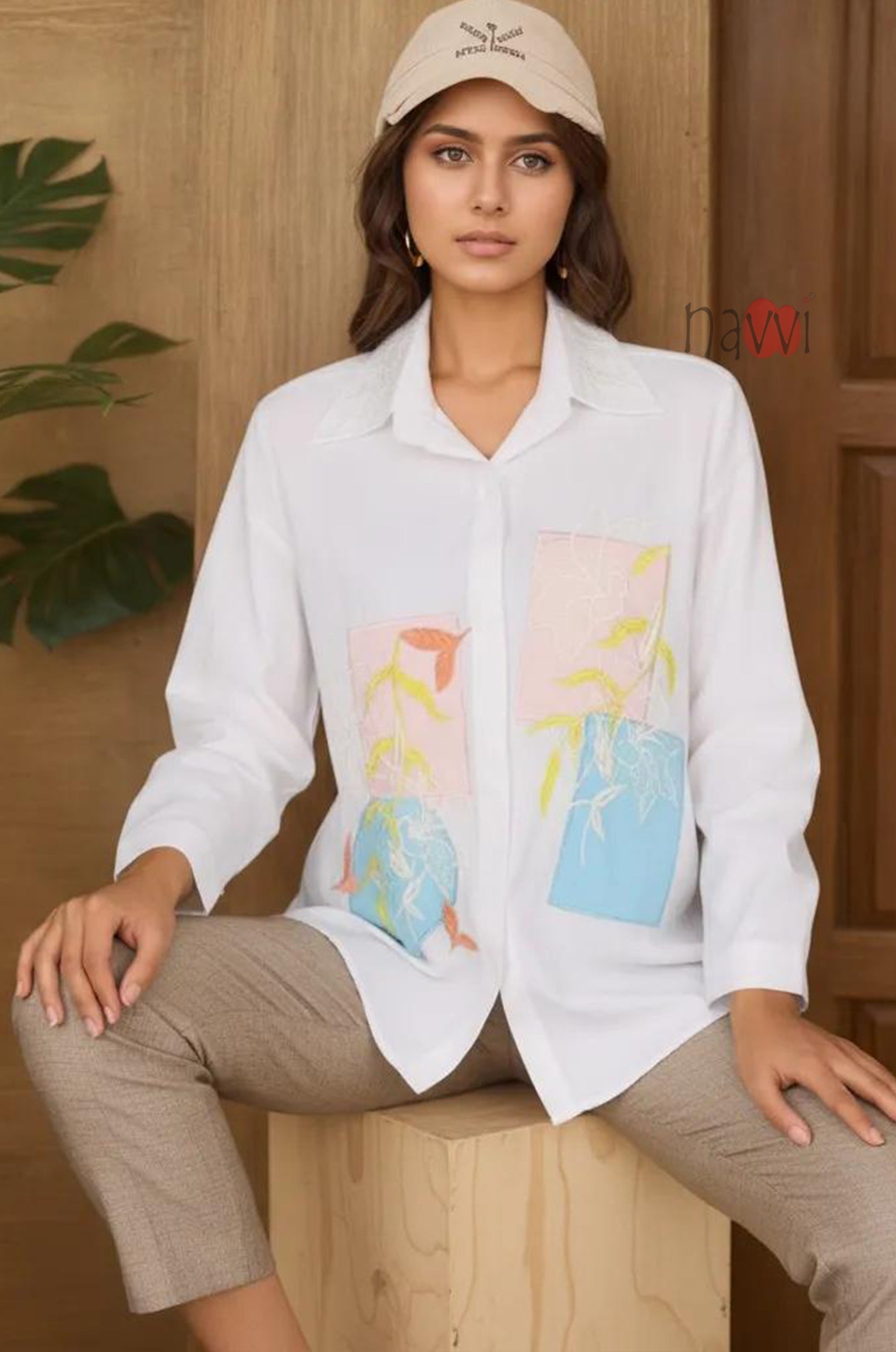 Pastel Embroidered Linen Shirt