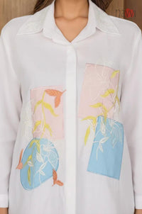 Pastel Embroidered Linen Shirt