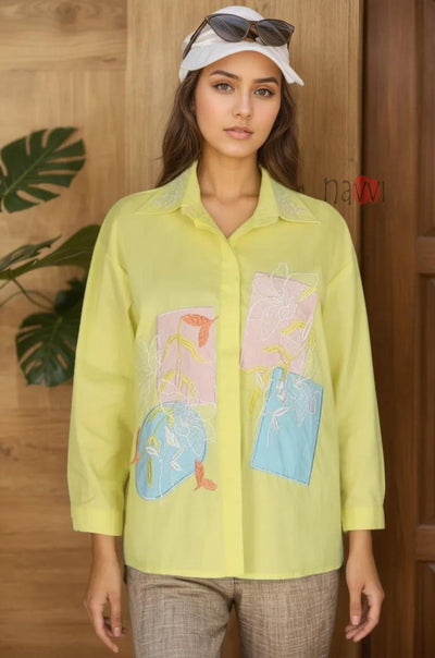 Pastel Embroidered Linen Shirt