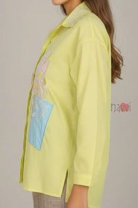 Pastel Embroidered Linen Shirt