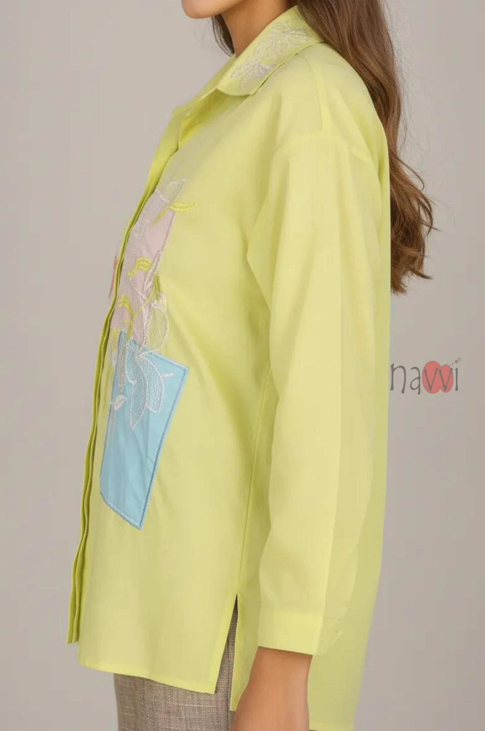 Pastel Embroidered Linen Shirt