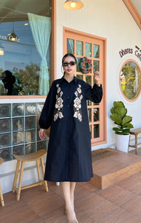 Elegant Floral Embroidered Midi Dress