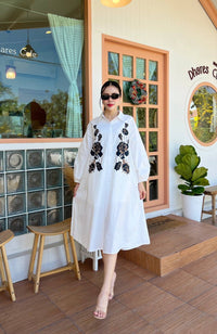 Elegant Floral Embroidered Midi Dress