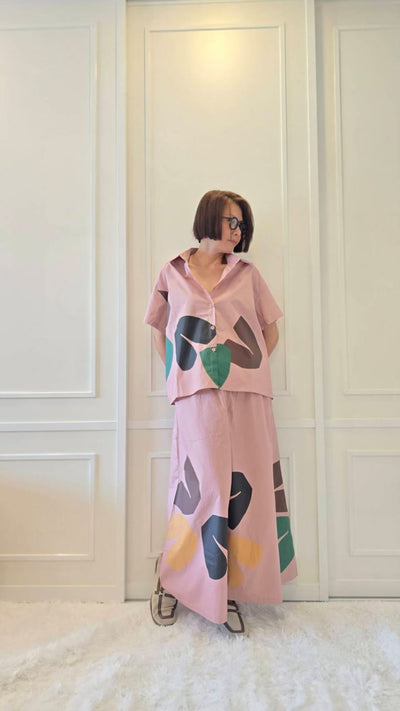 Abstract Leaf Plastisol Co-Ord Set