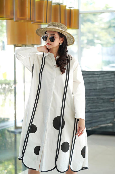 Polka Accent Plastisol Dress with Overlay