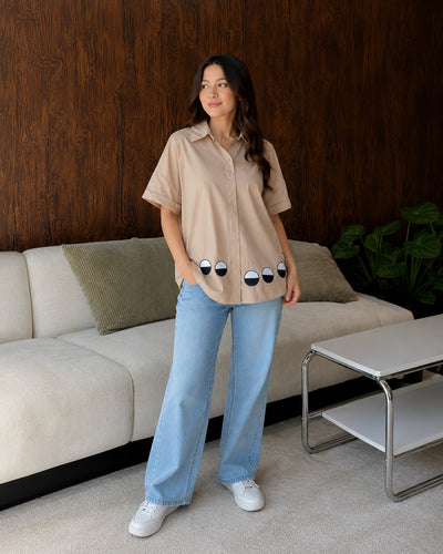 Minimalist Dot Accent Oversized Shirt