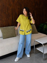 Minimalist Dot Accent Oversized Shirt