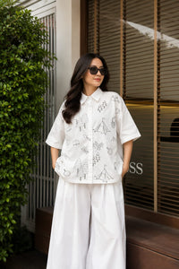 Wanderlust Sketch Print Oversized Shirt