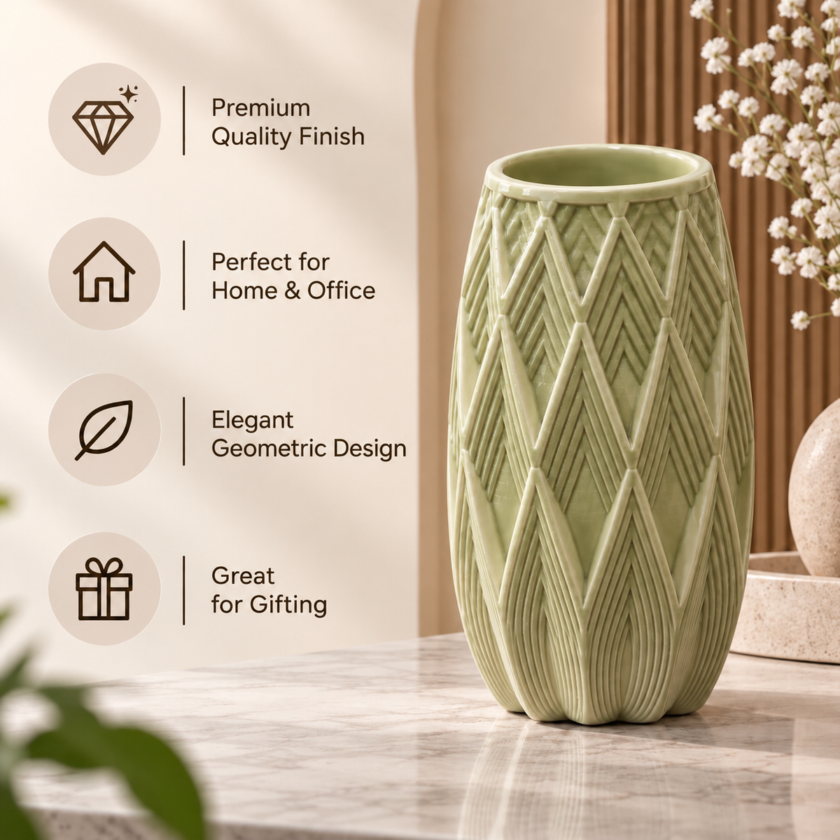 Modern Geometric Decorative Flower Vase for Home & Office Decor