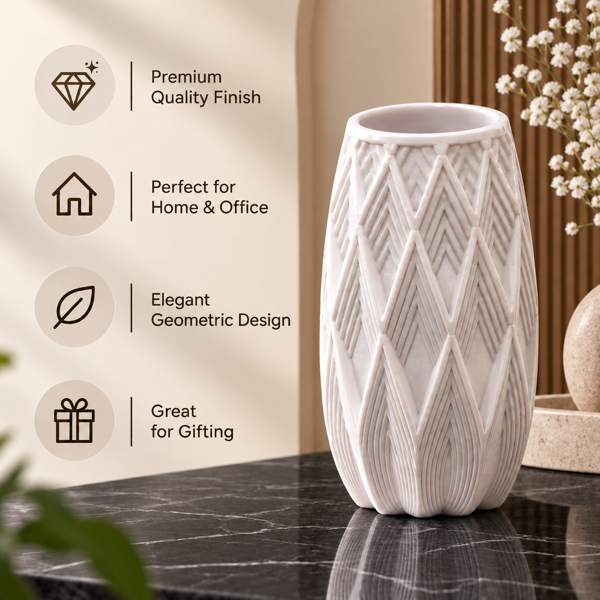 Modern Geometric Decorative Flower Vase for Home & Office Decor