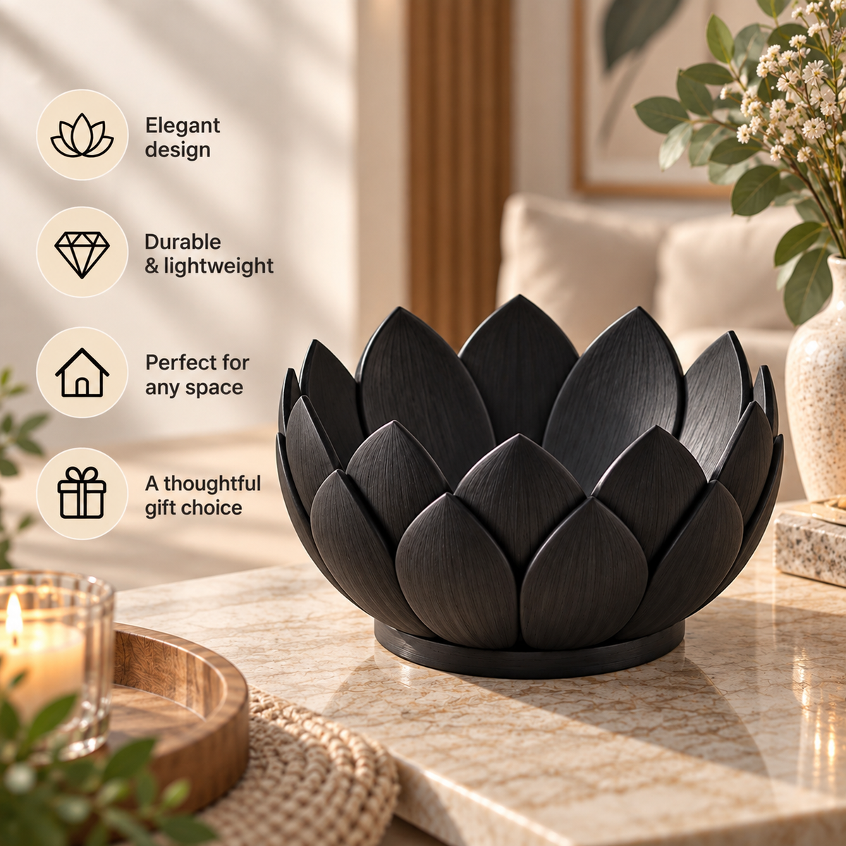 Lotus Petal Decorative Bowl for Home Decor