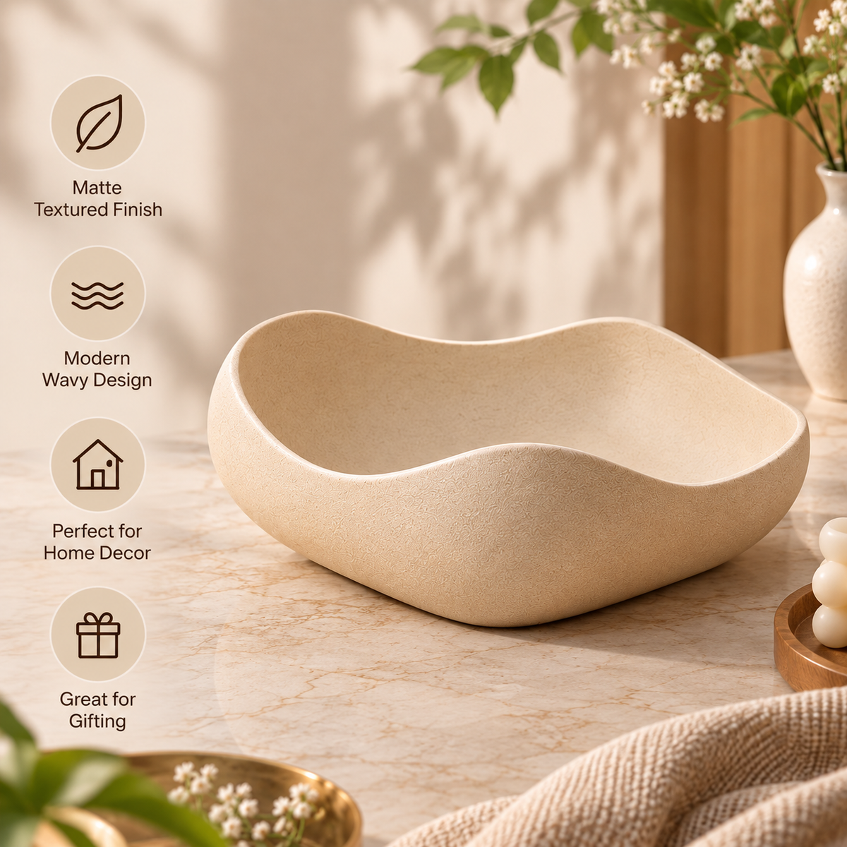Modern Wavy Design Decorative Bowl