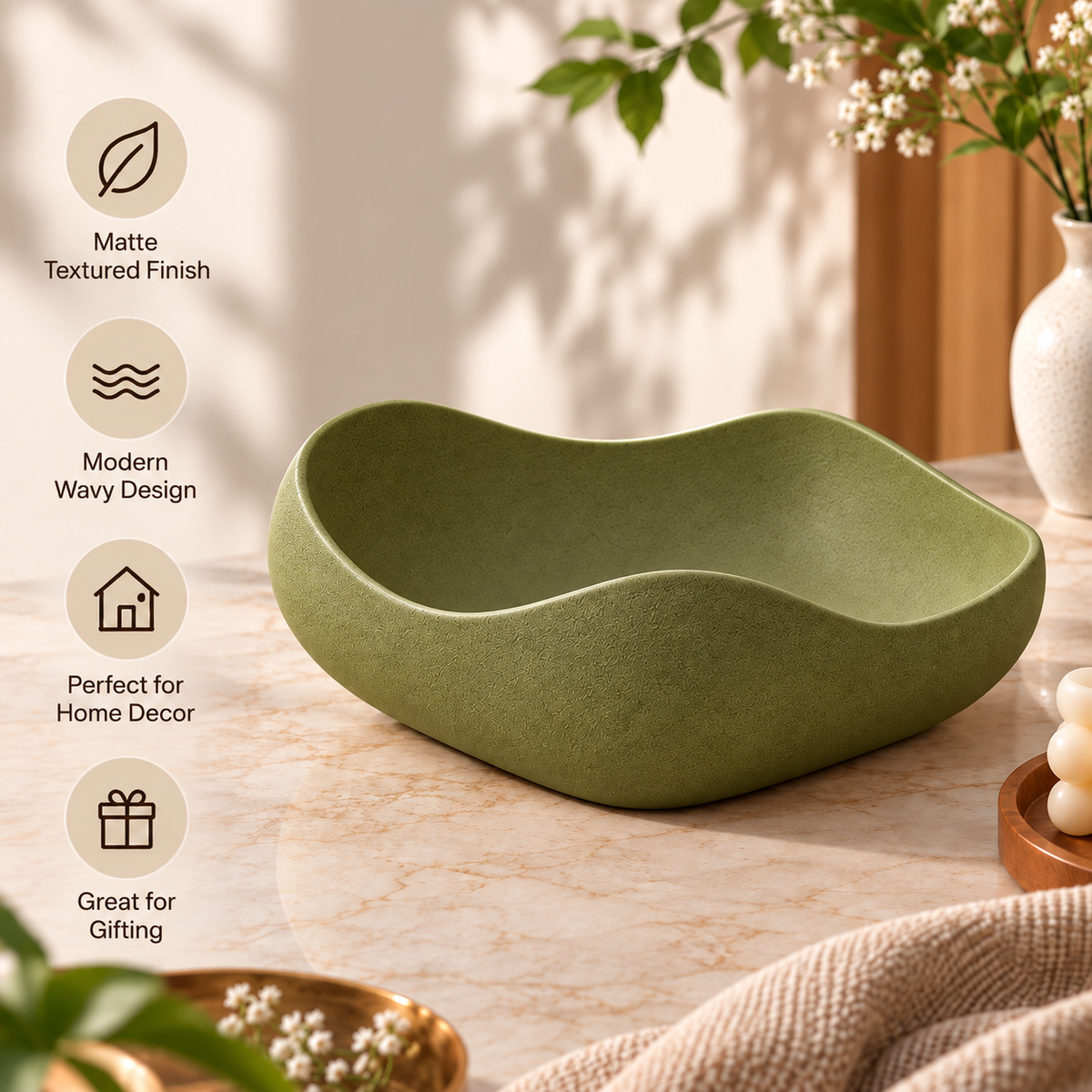 Modern Wavy Design Decorative Bowl