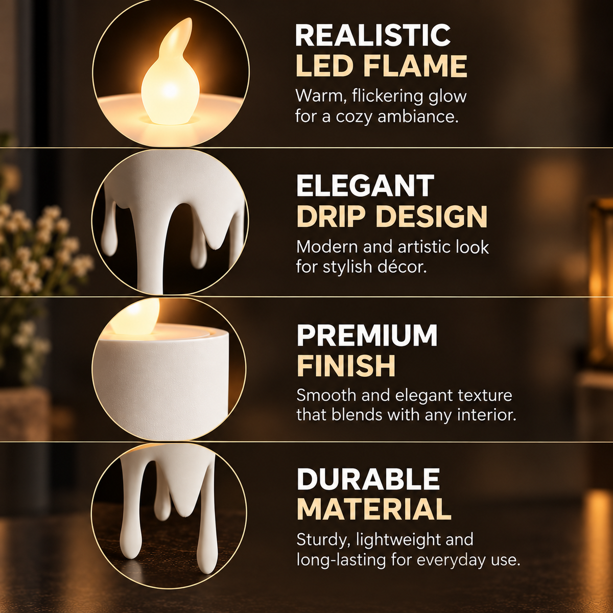 Flameless Decorative Pillar Candle for Home Décor