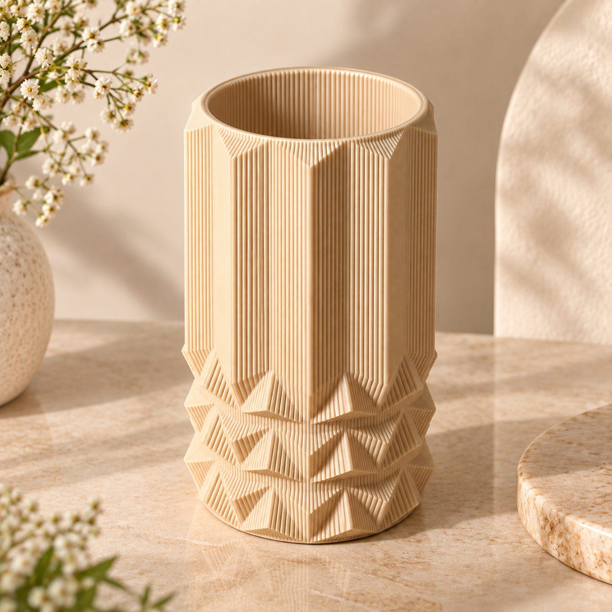 Modern Textured Geometric Decorative Flower Vase