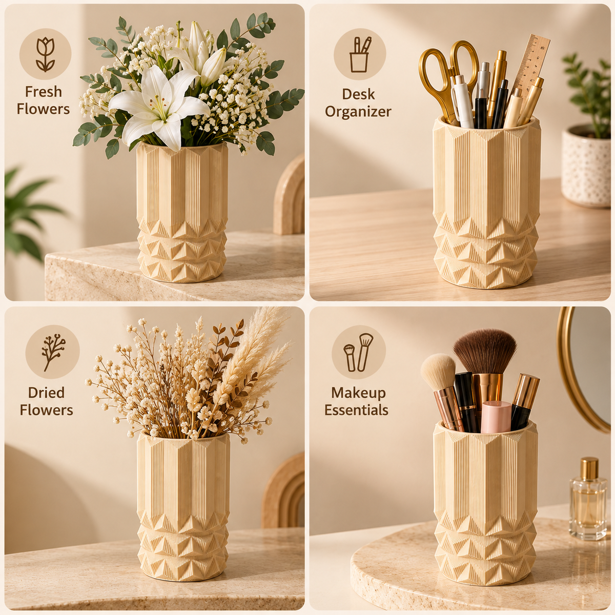Modern Textured Geometric Decorative Flower Vase