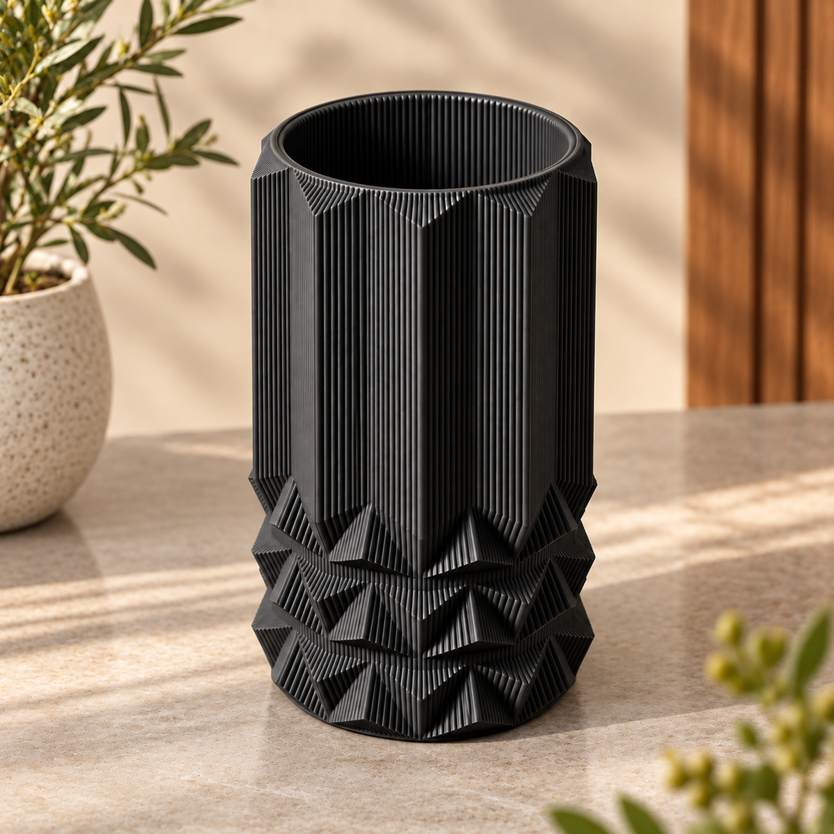 Modern Textured Geometric Decorative Flower Vase