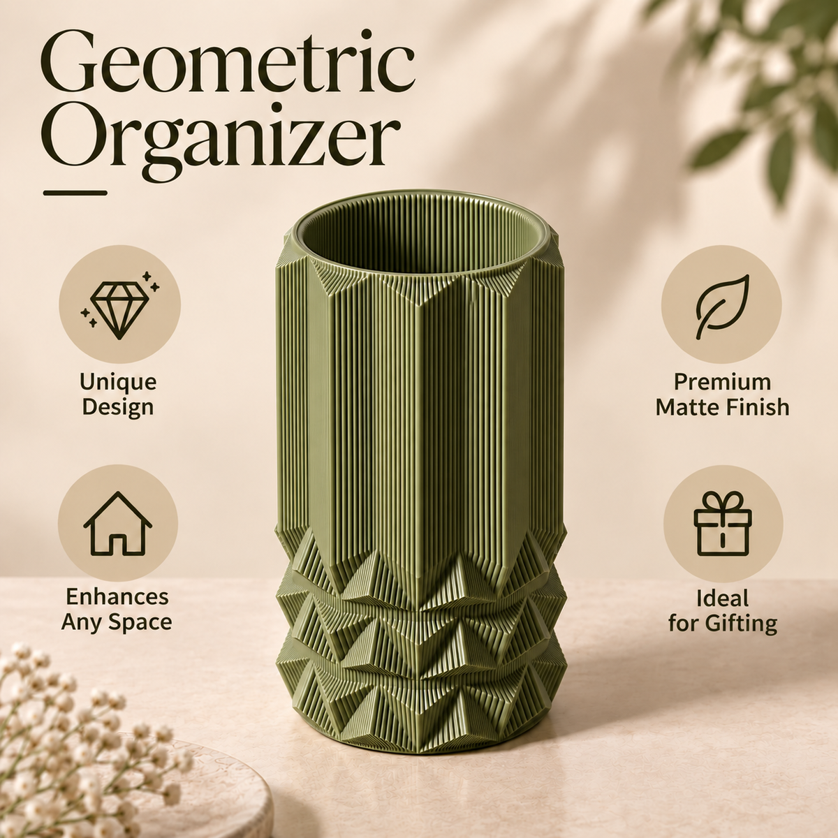 Modern Textured Geometric Decorative Flower Vase