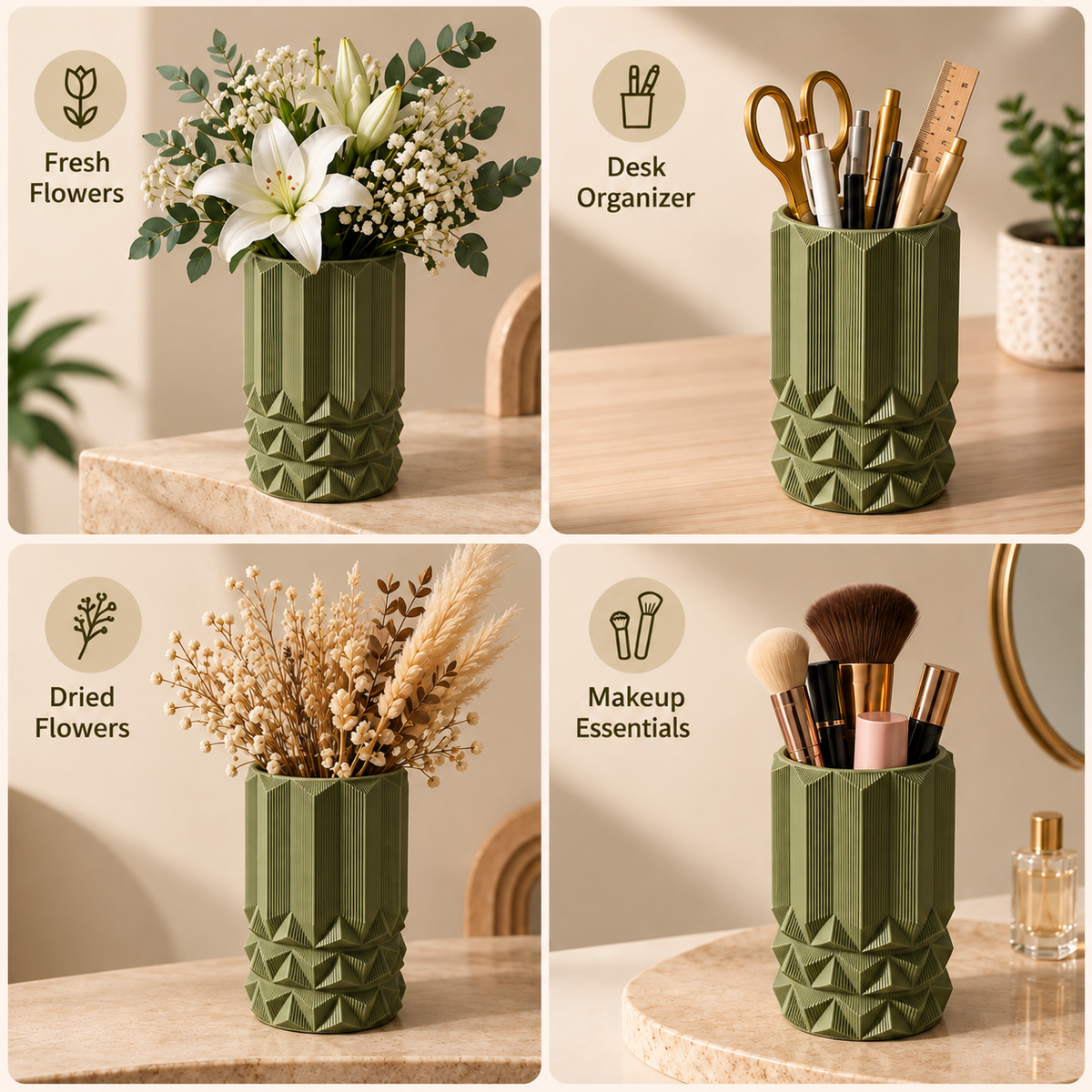 Modern Textured Geometric Decorative Flower Vase