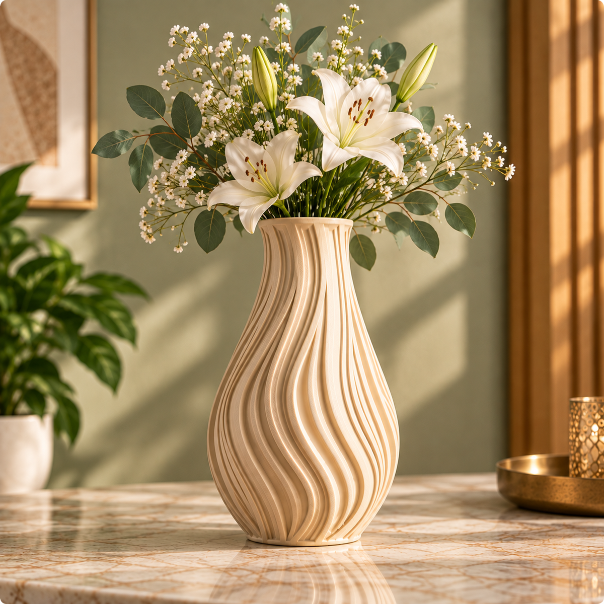 Modern Wavy Textured Decorative Flower Vase