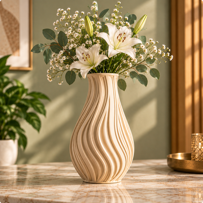 Modern Wavy Textured Decorative Flower Vase