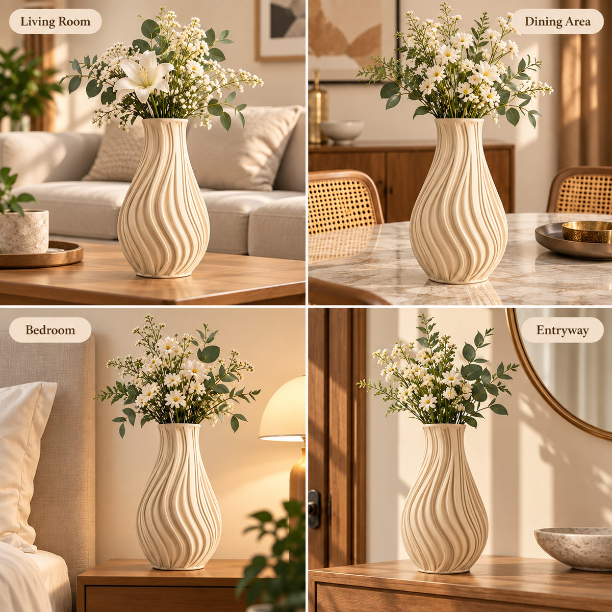 Modern Wavy Textured Decorative Flower Vase