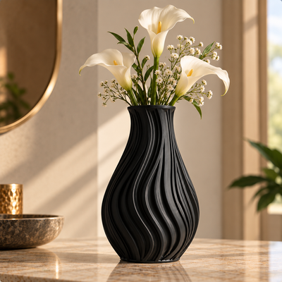 Modern Wavy Textured Decorative Flower Vase
