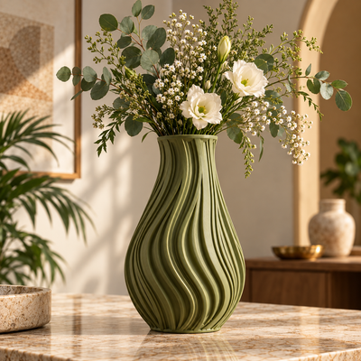 Modern Wavy Textured Decorative Flower Vase