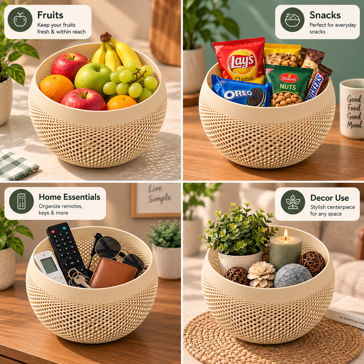 Modern Lattice Pattern Decorative Bowl