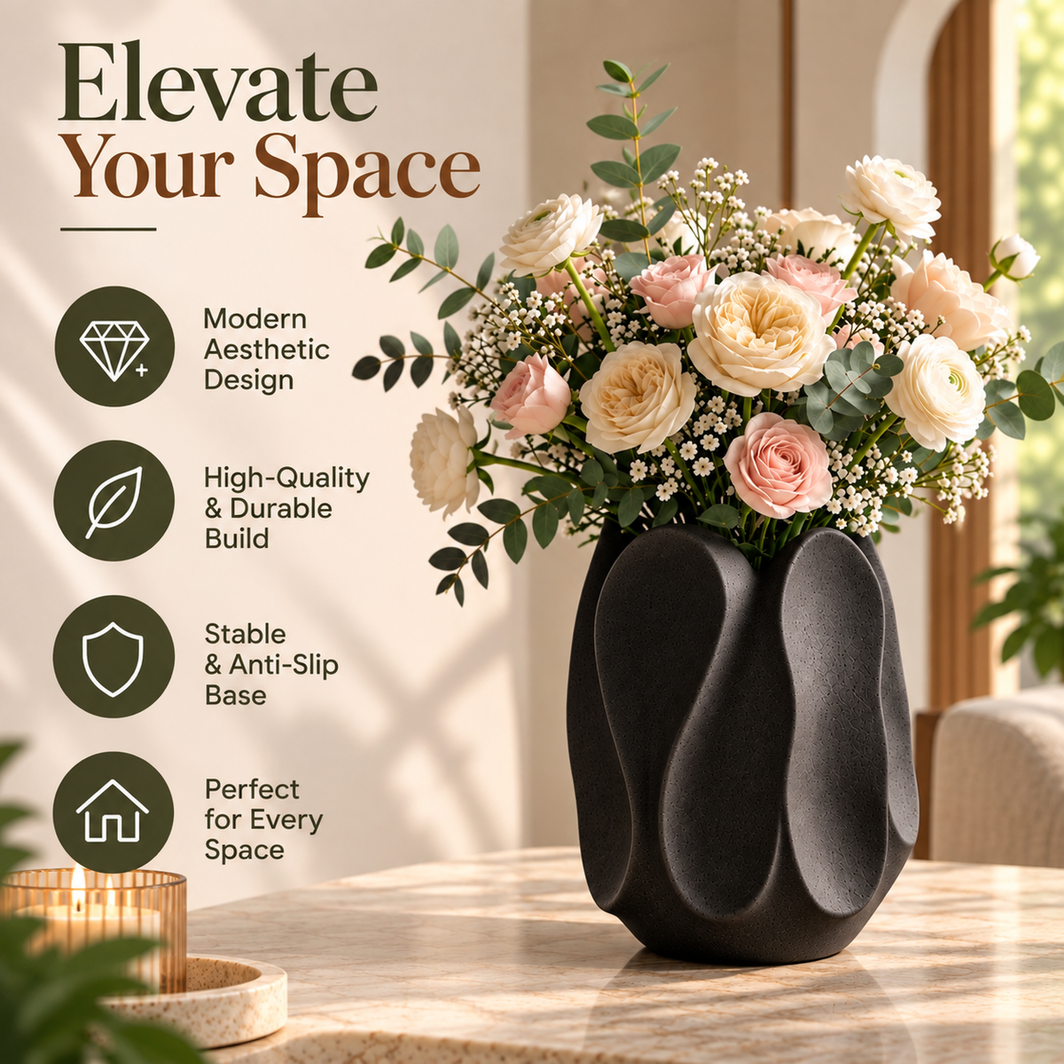 Modern Petal Shaped Decorative Flower Vase