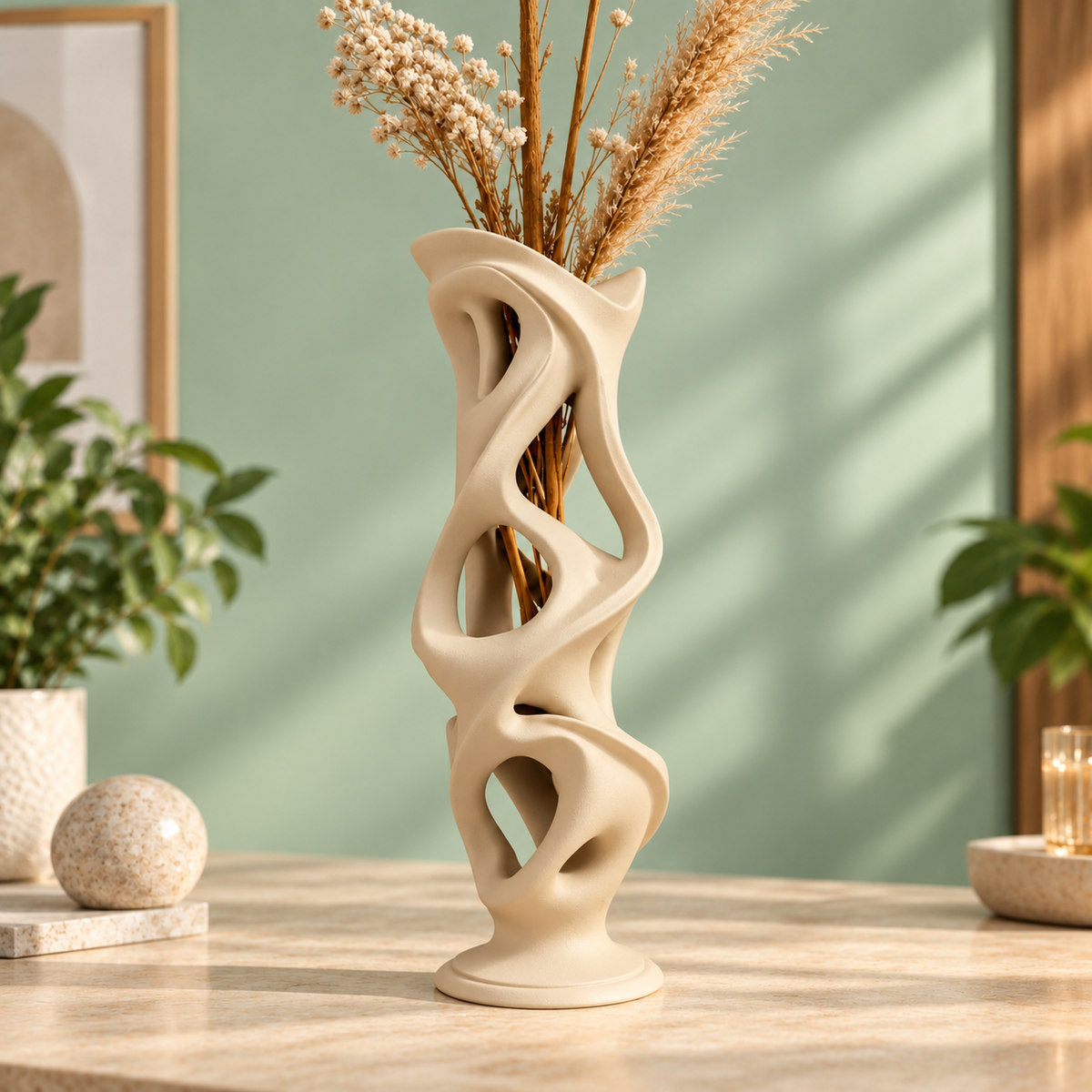 Modern Abstract Curved Sculptural Vase
