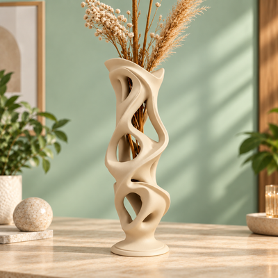Modern Abstract Curved Sculptural Vase
