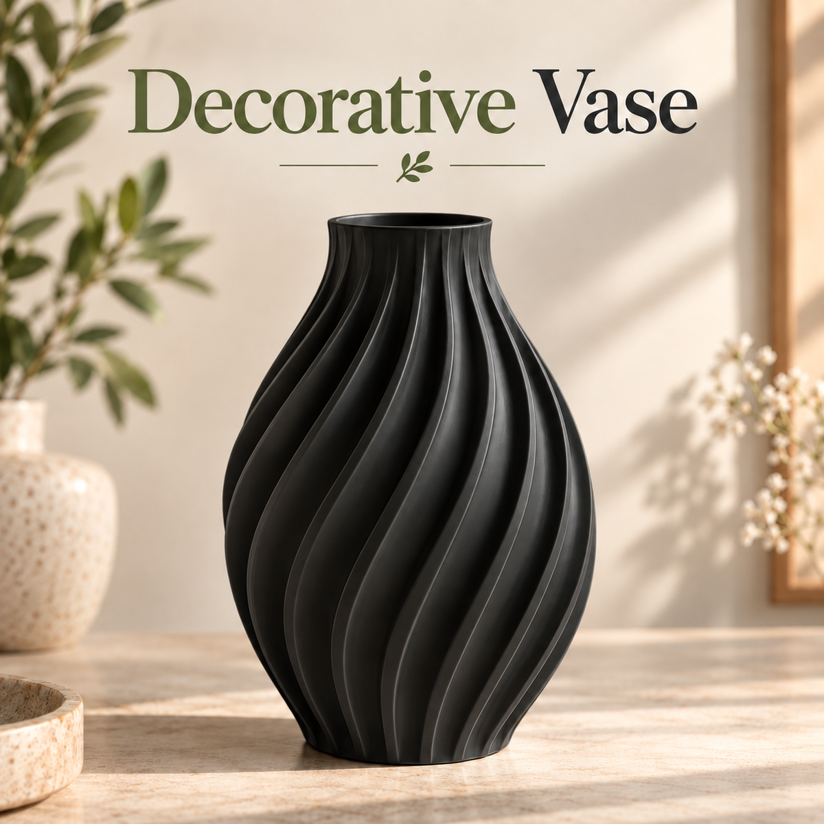 Modern Spiral Ribbed Decorative Flower Vase
