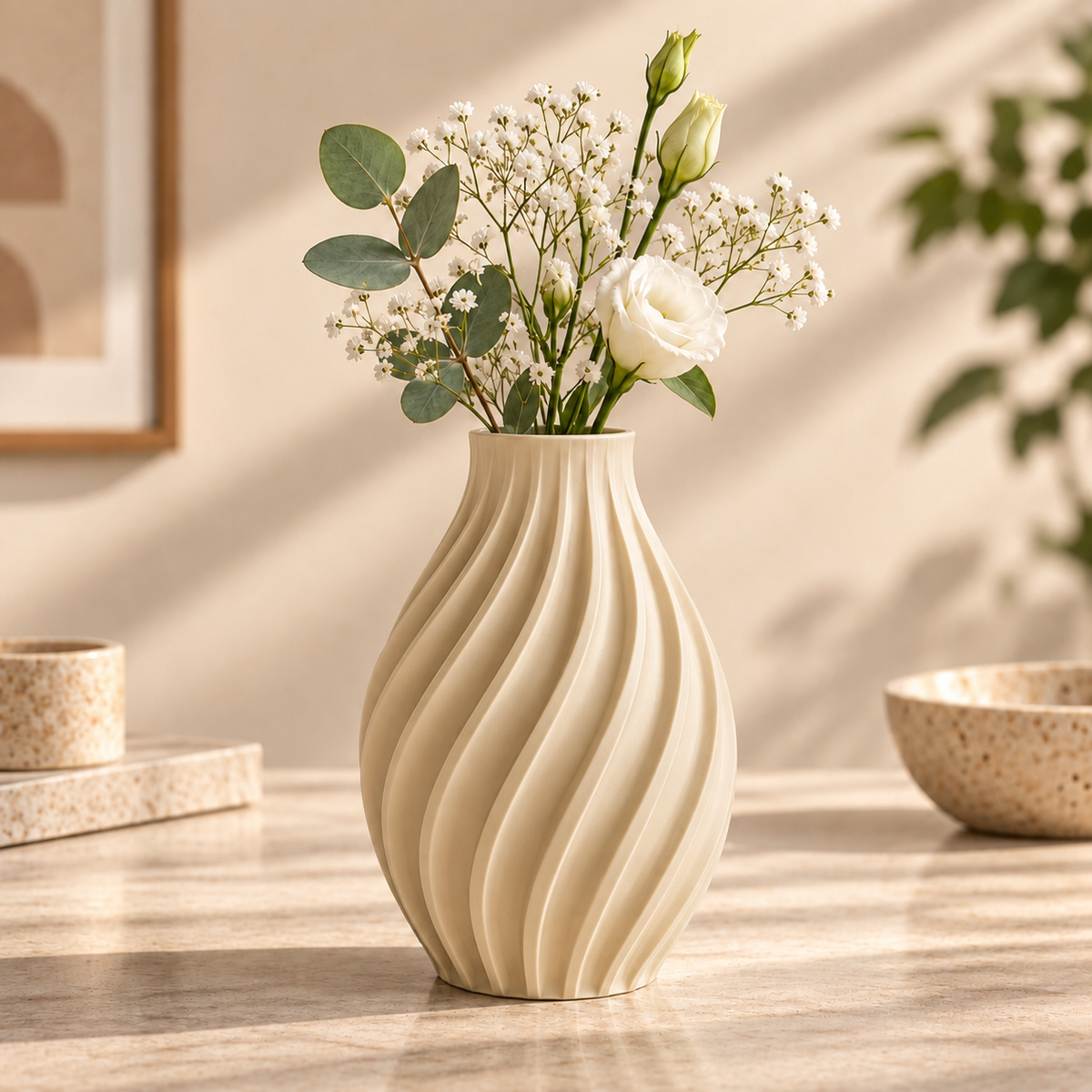 Modern Spiral Ribbed Decorative Flower Vase