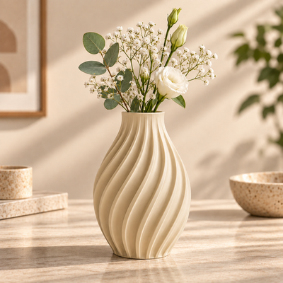 Modern Spiral Ribbed Decorative Flower Vase