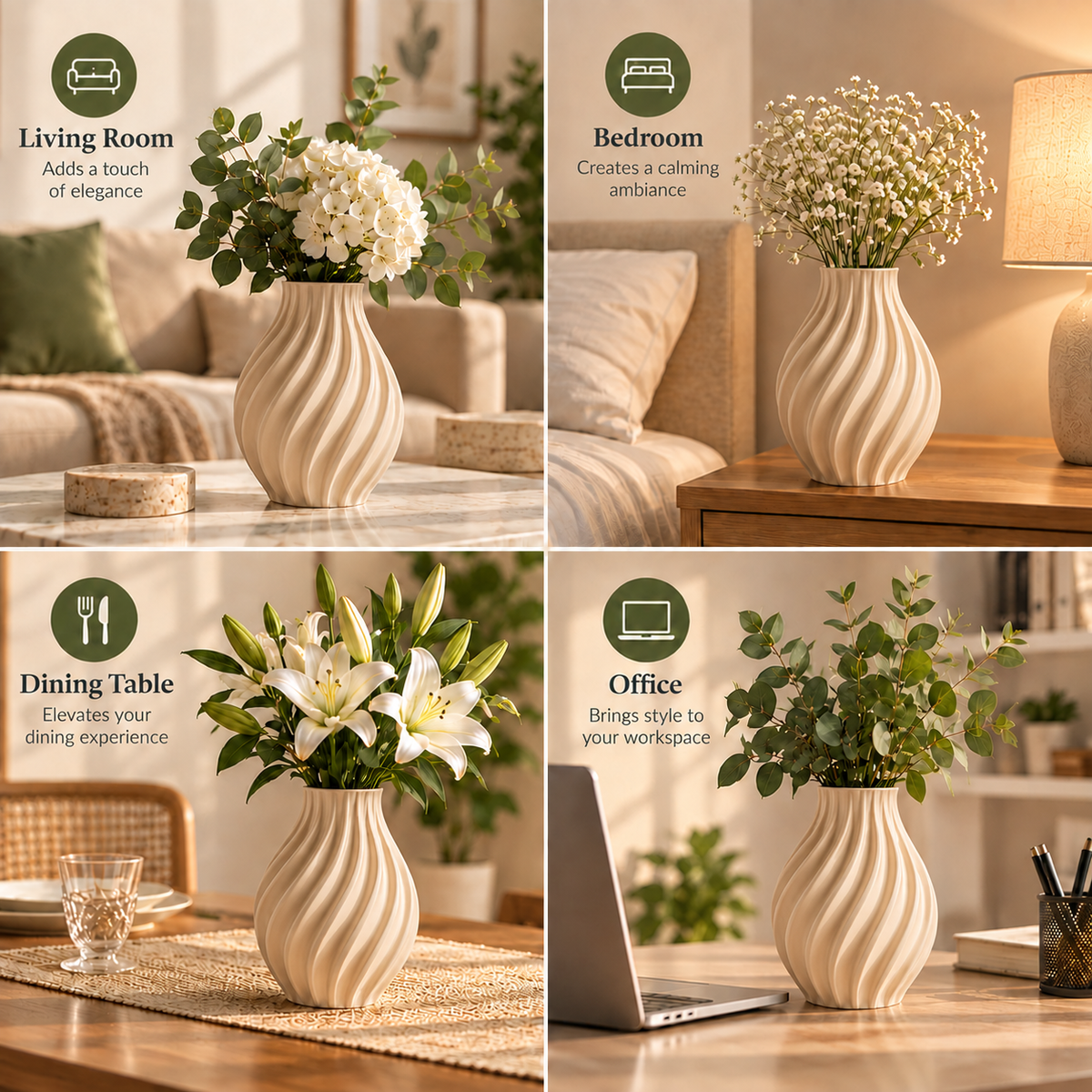 Modern Spiral Ribbed Decorative Flower Vase