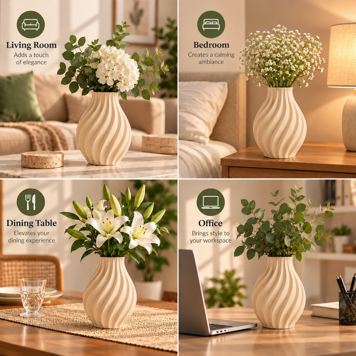 Modern Spiral Ribbed Decorative Flower Vase