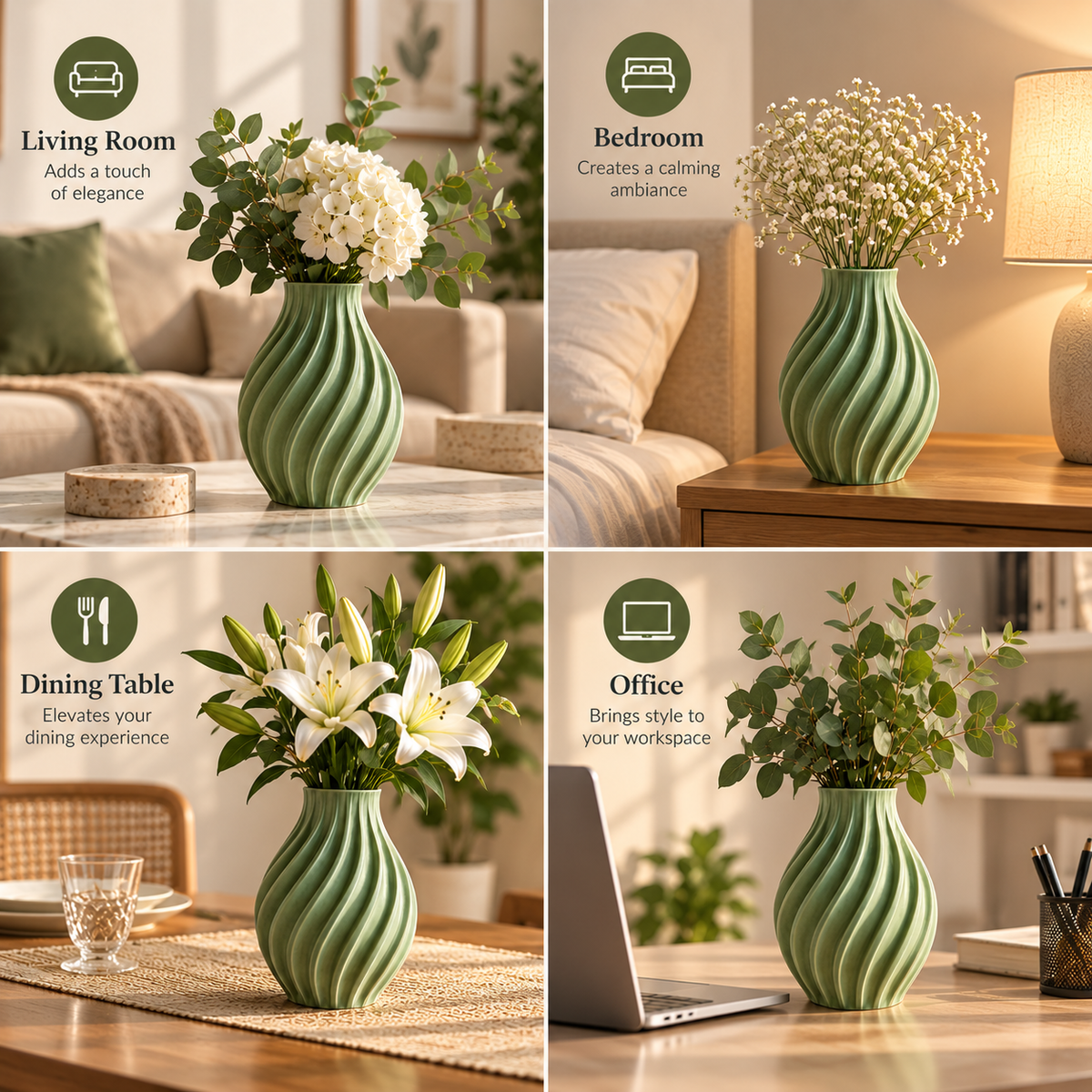 Modern Spiral Ribbed Decorative Flower Vase