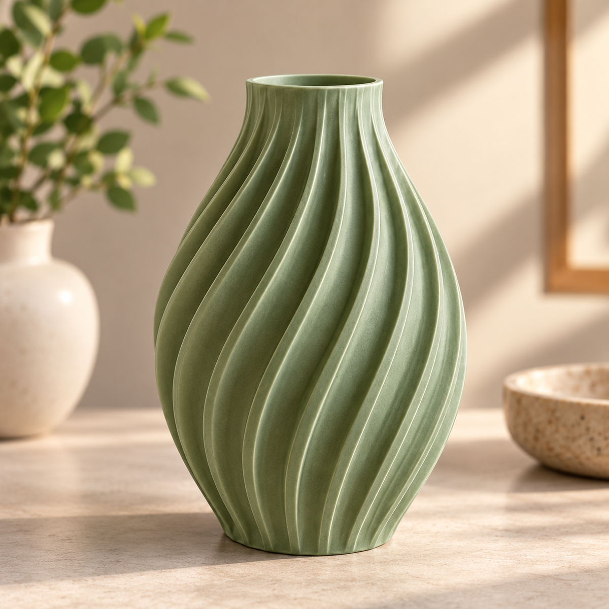 Modern Spiral Ribbed Decorative Flower Vase