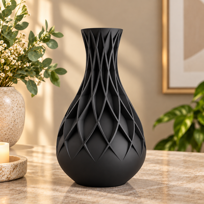 Cream Geometric Cutwork Decorative Flower Vase