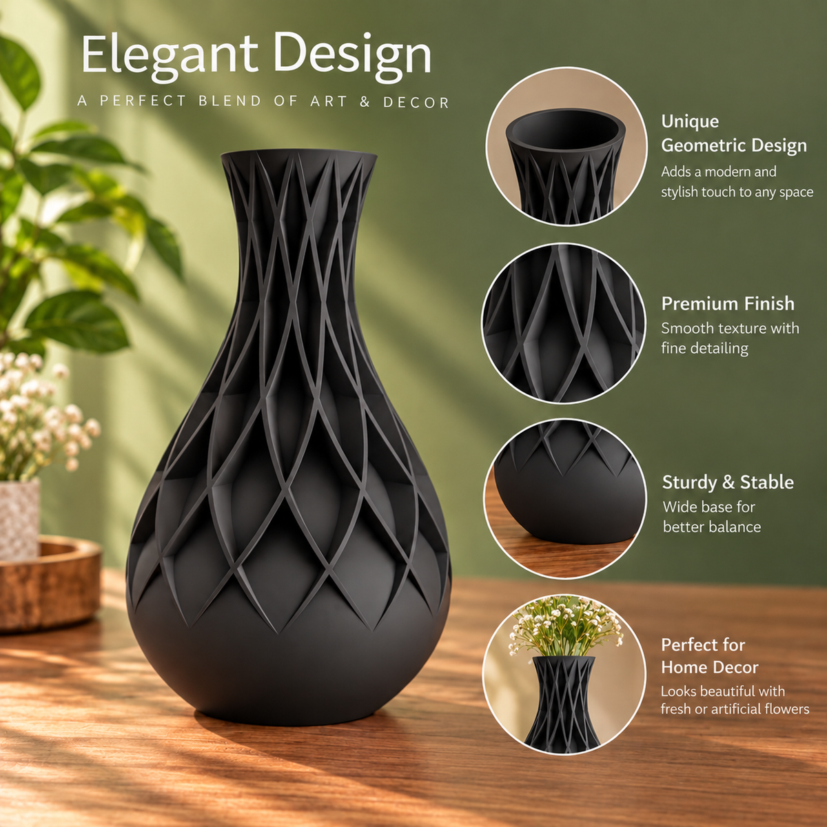 Cream Geometric Cutwork Decorative Flower Vase