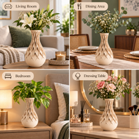 Cream Geometric Cutwork Decorative Flower Vase