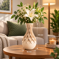 Cream Geometric Cutwork Decorative Flower Vase