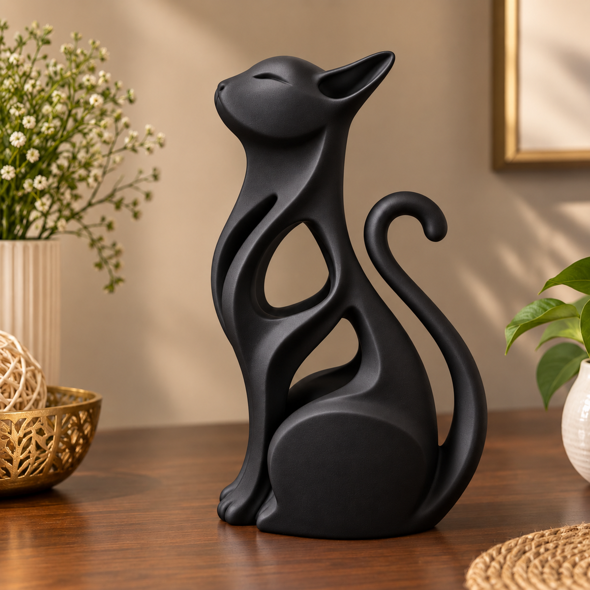 Modern Minimalist Abstract Cat Sculpture